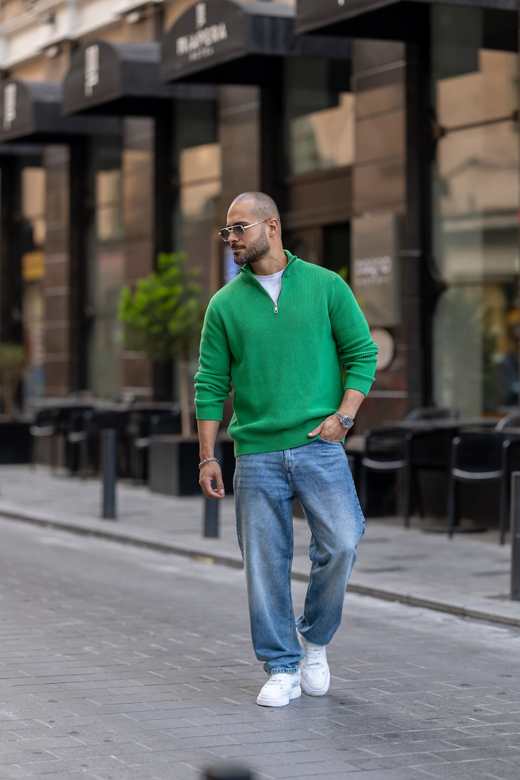 Basic Regular Fit Knitwear With Half Zipper/5026