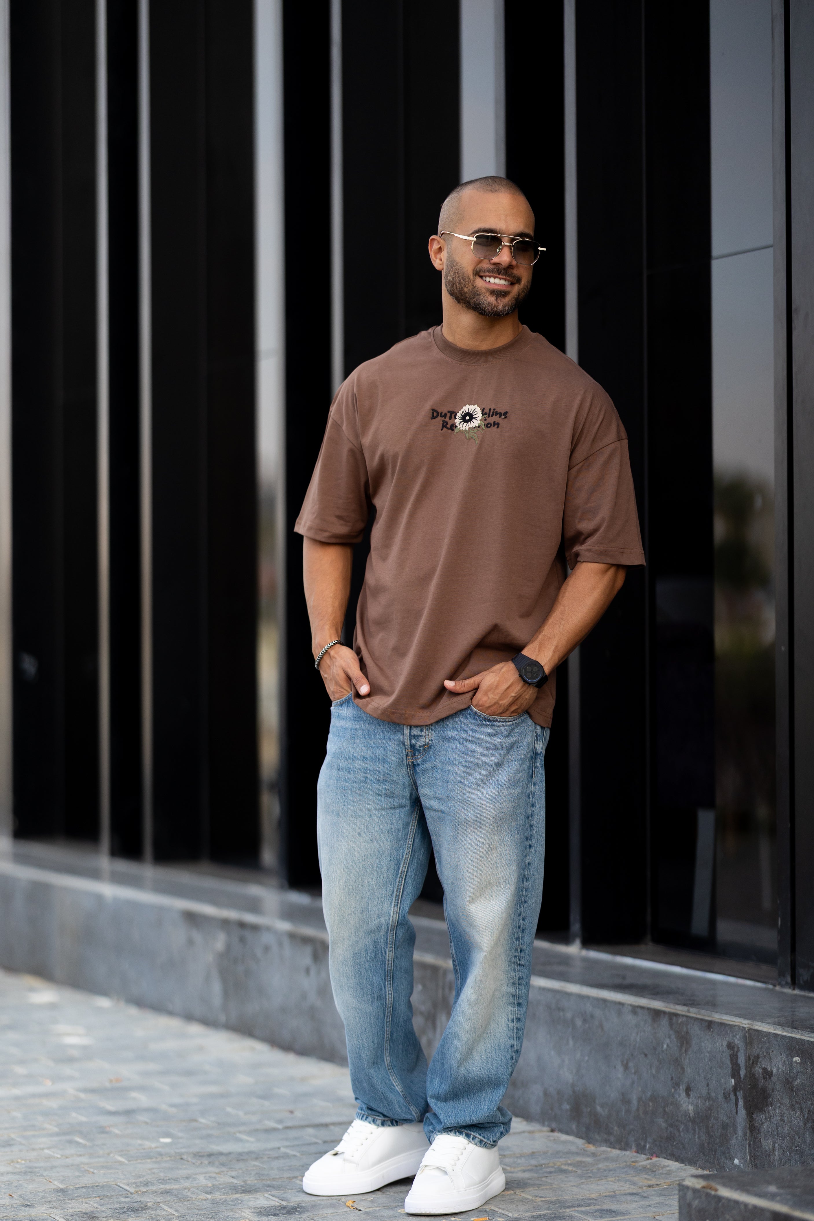 Relaxed Fit T-shirt With Embroidery Flower/3334