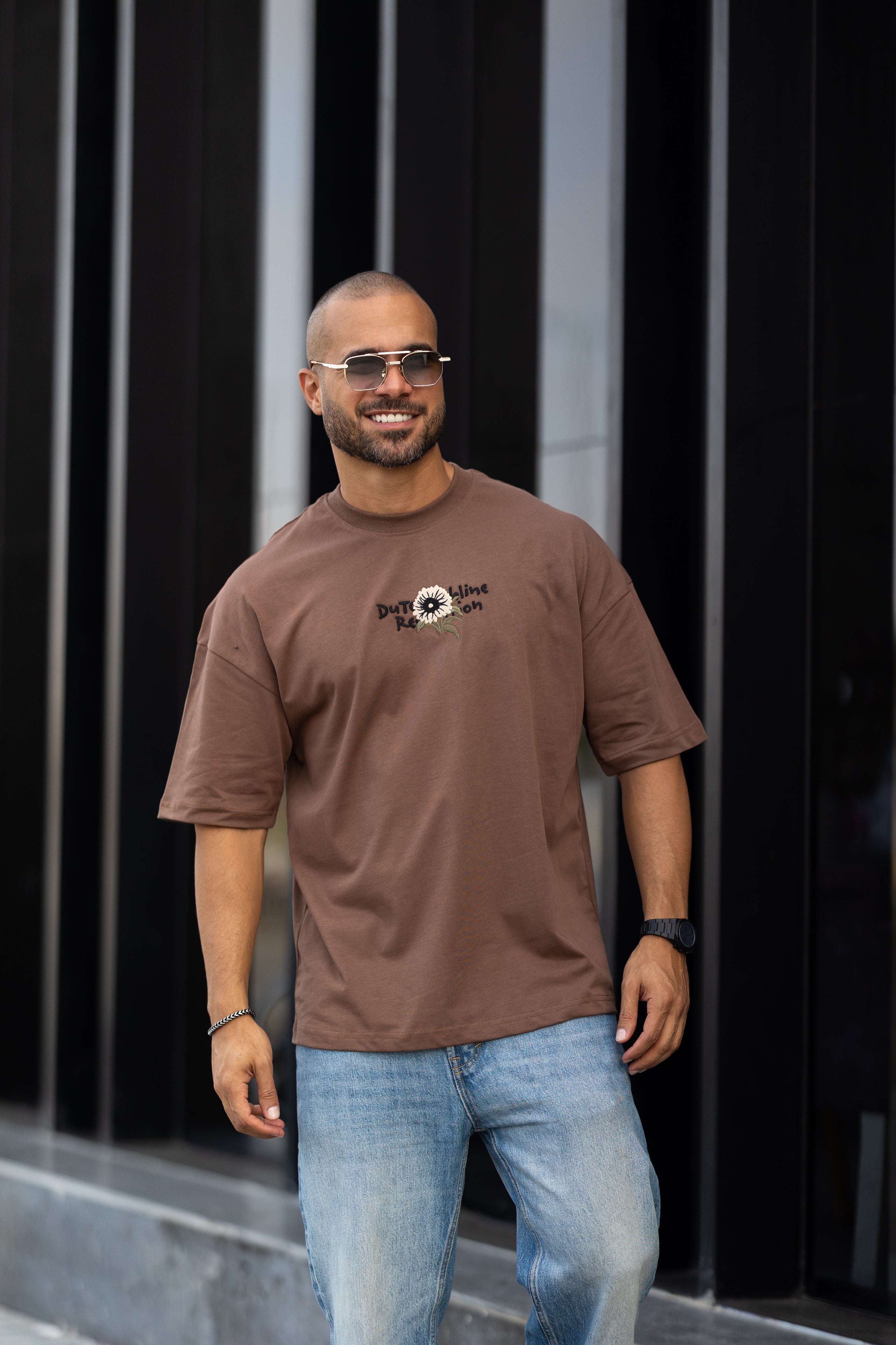 Relaxed Fit T-shirt With Embroidery Flower/3334