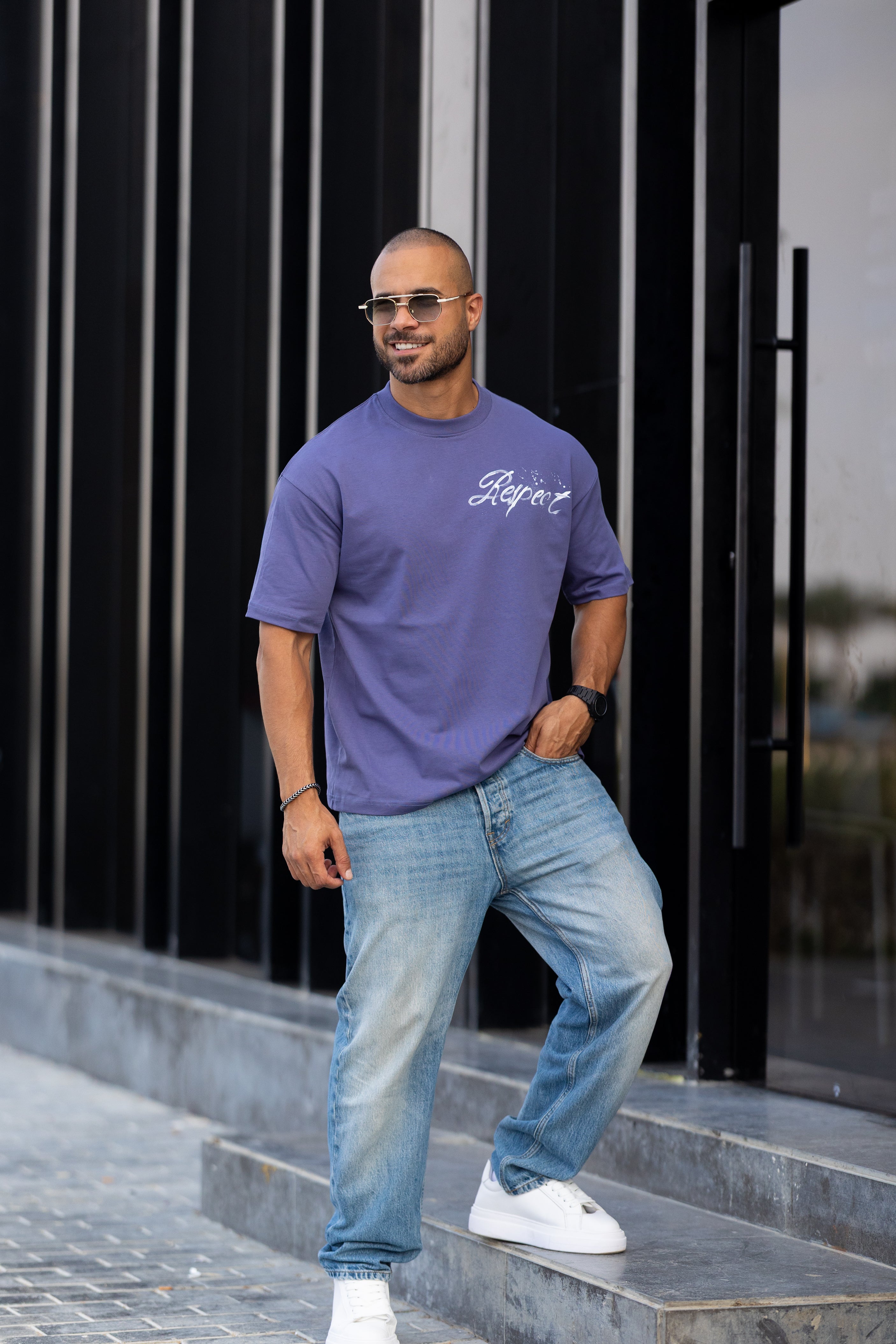 Printed Relaxed Fit Drawing T-shirt/3338