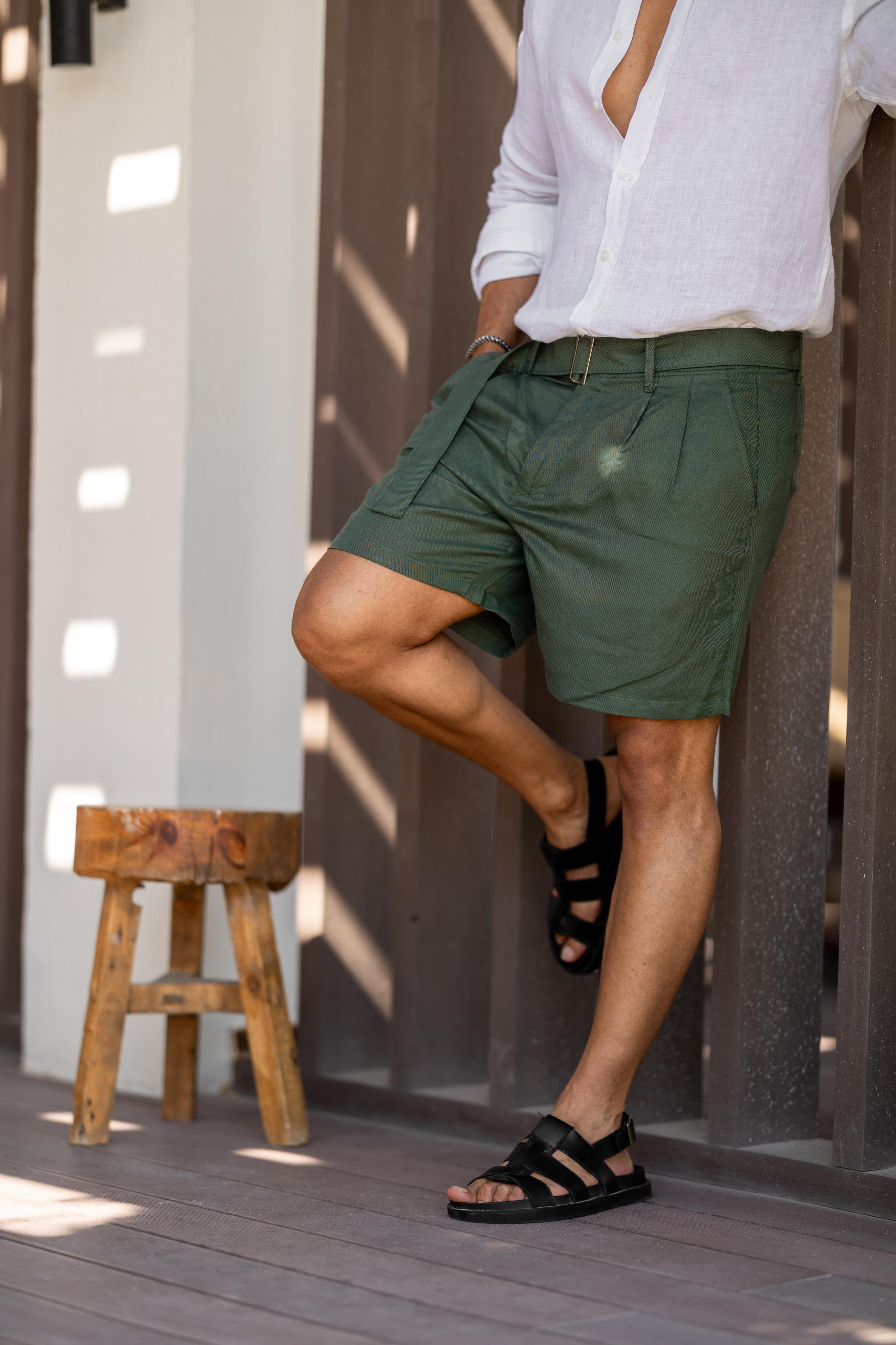 Basic Linen Short With Belt/1014
