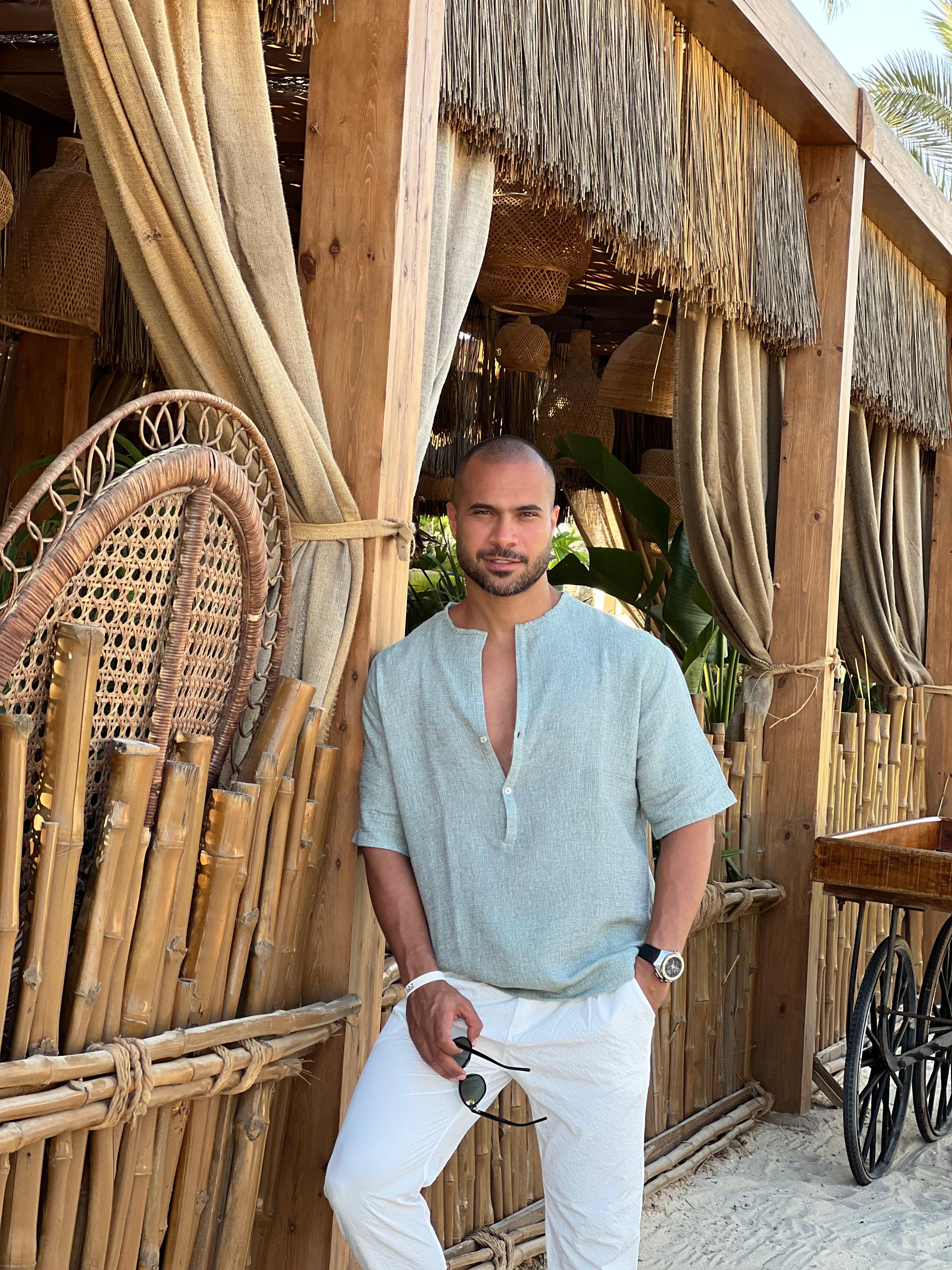 Oversize Basic Linen Shirt With V-neck/2007