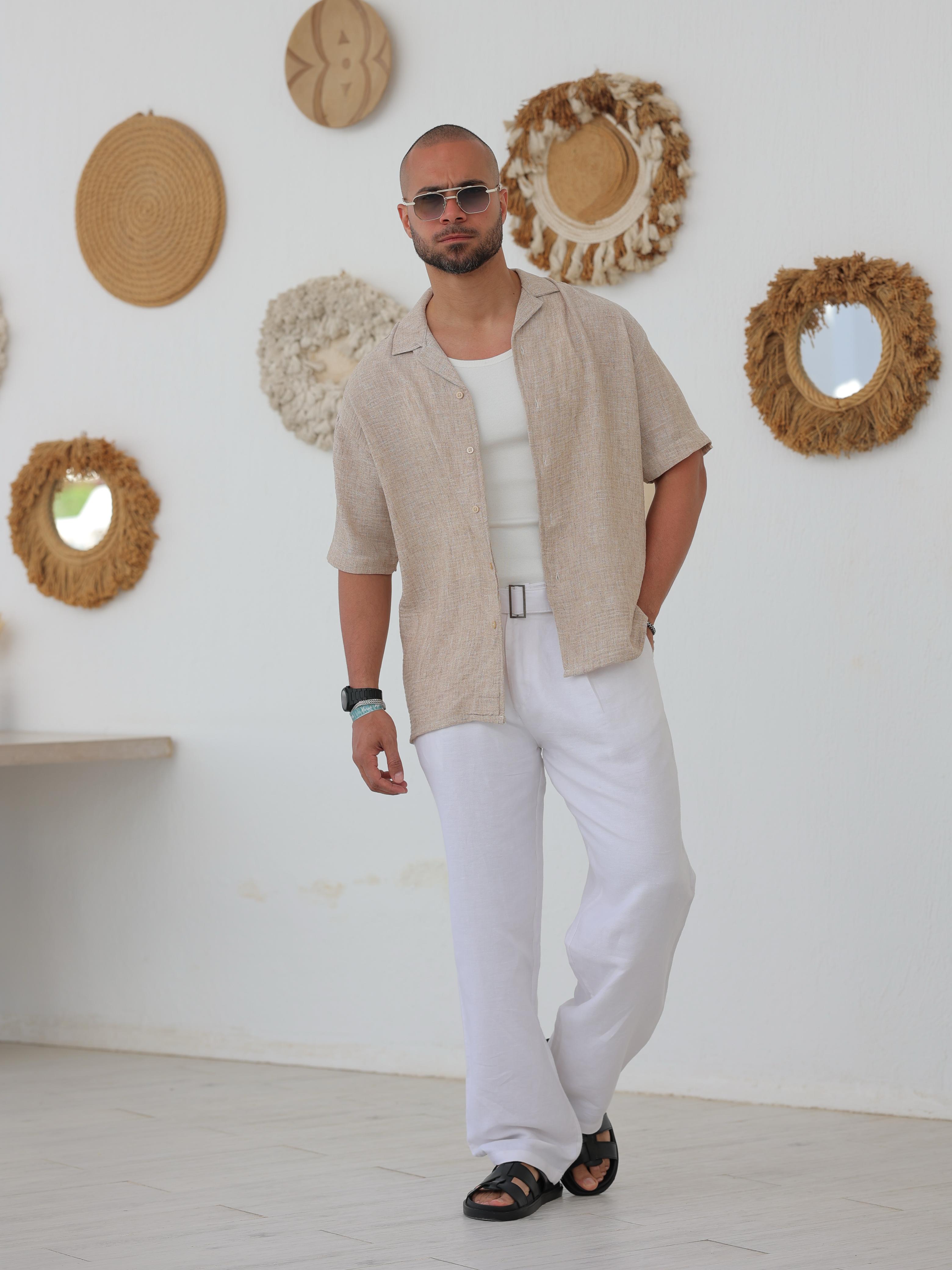 Basic Relaxed Fit Linen Shirt/2313