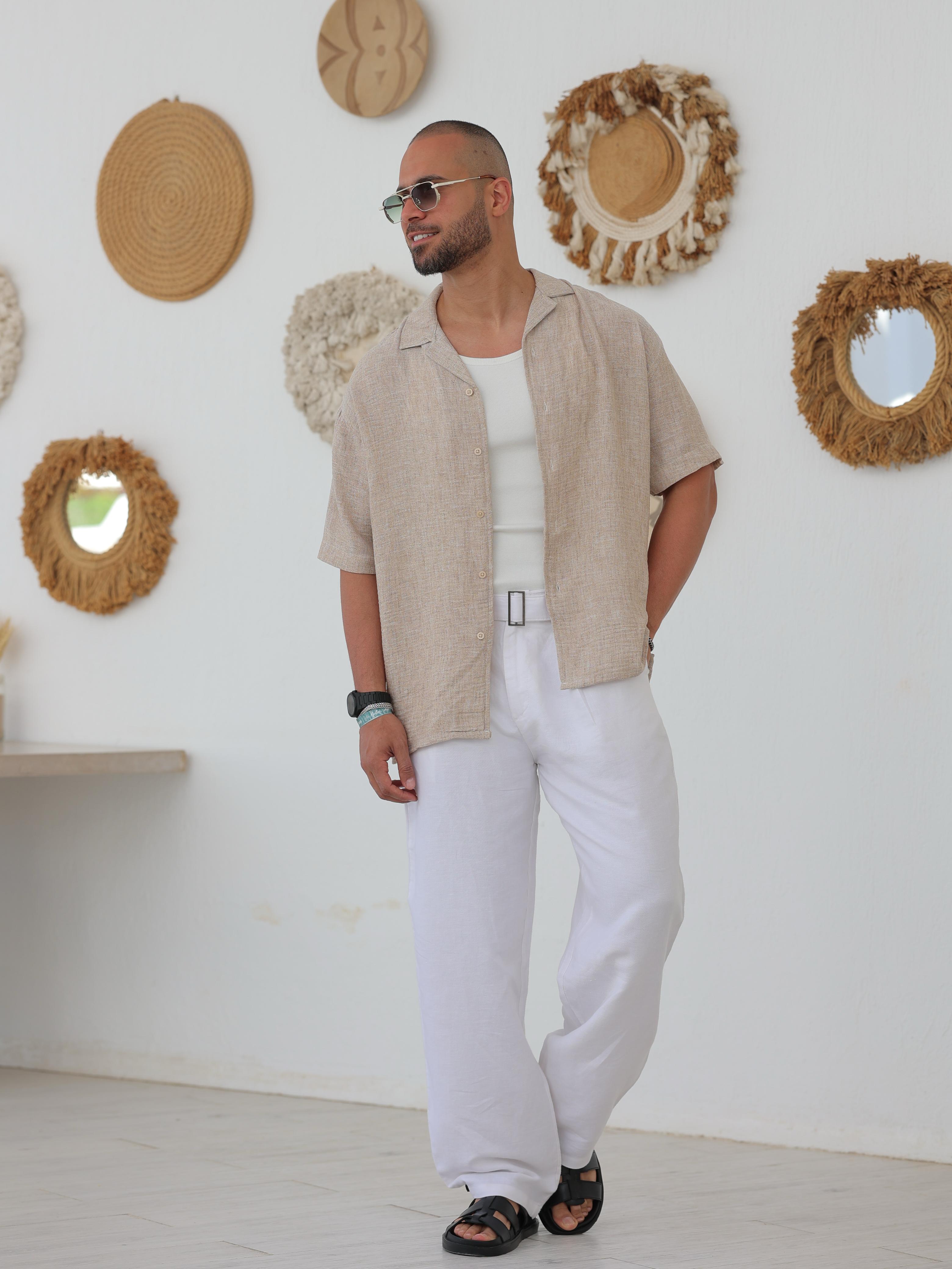 Basic Relaxed Fit Linen Shirt/2313