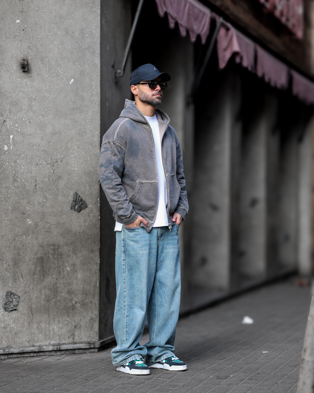 Oversized Cutting Hoodie With Zipper/4567