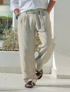 Basic Wide Leg Linen Pant With Belt/3221