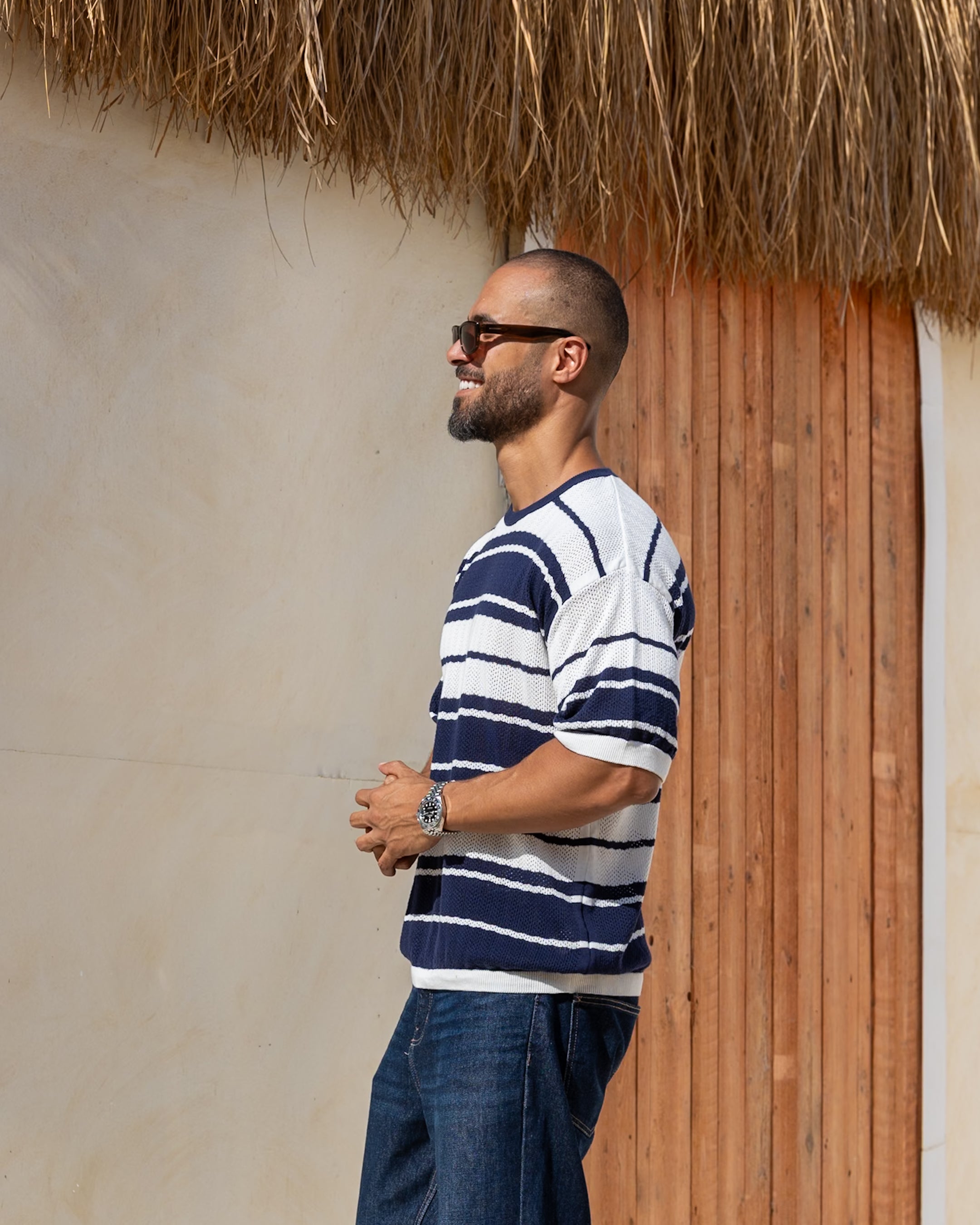 Stripped Slim Fit Knitwear shirt/5043