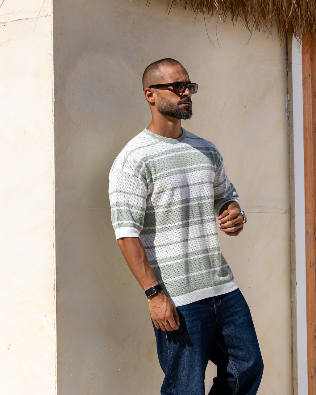 Stripped Slim Fit Knitwear shirt/5043