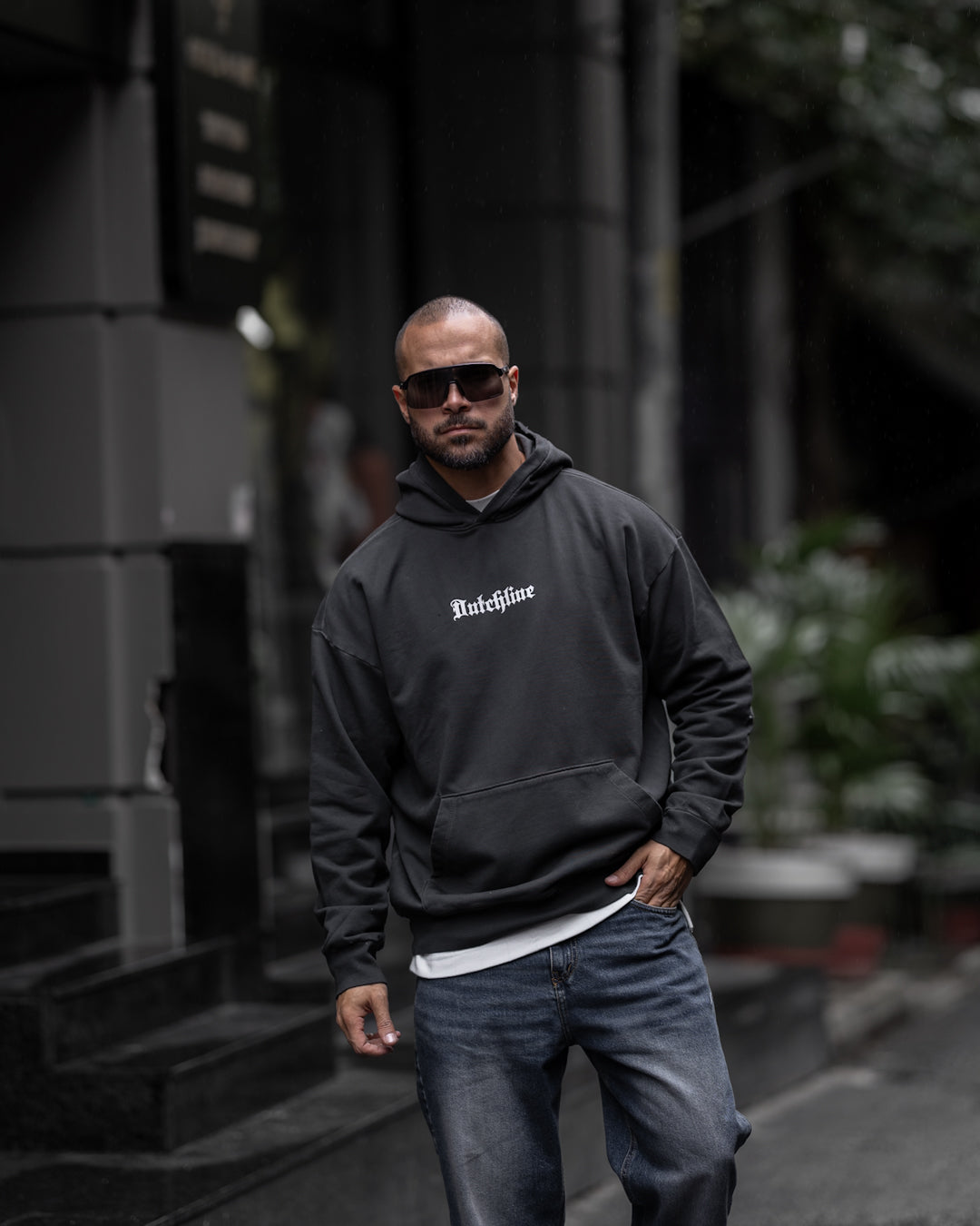 Washed Printed Oversized Hoodie/4569