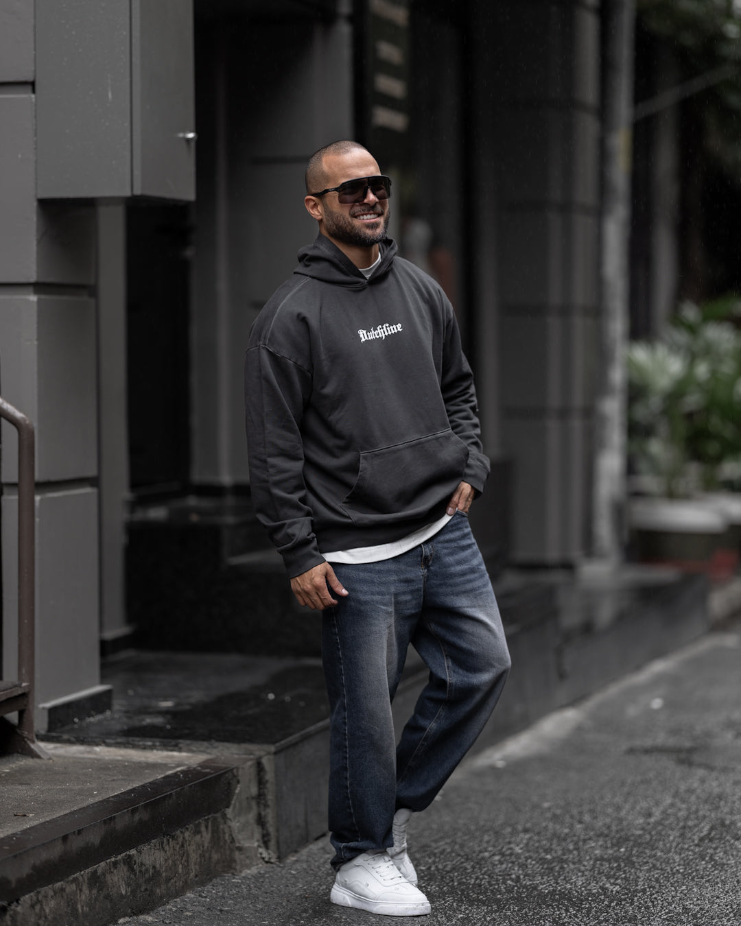 Washed Printed Oversized Hoodie/4569