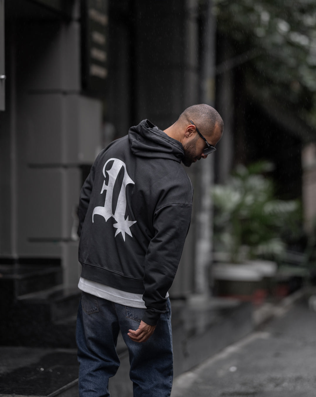 Washed Printed Oversized Hoodie/4569