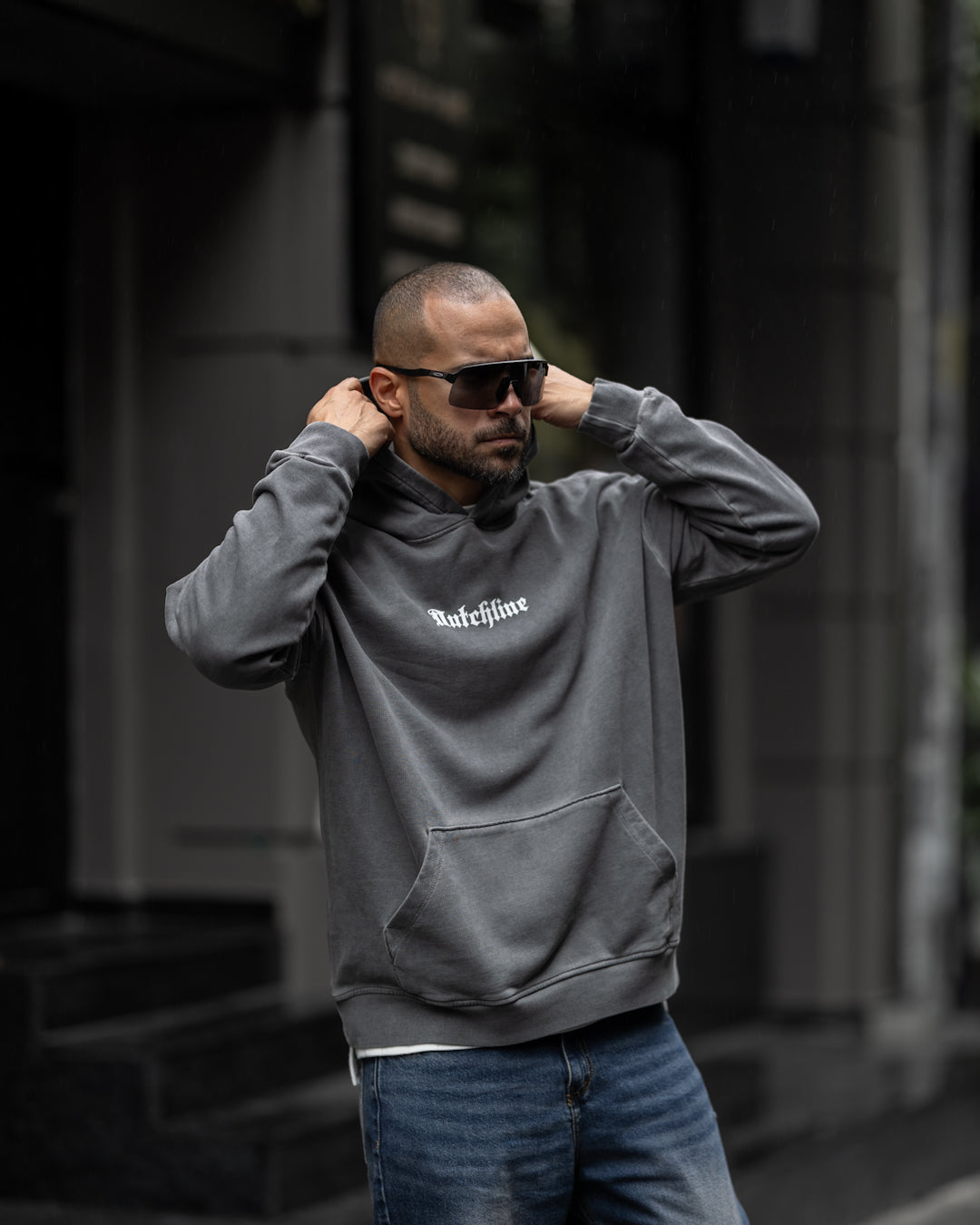 Washed Printed Oversized Hoodie/4569