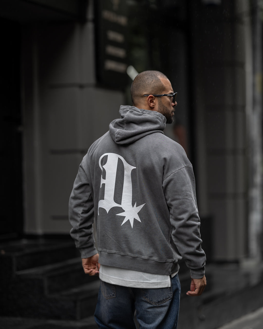 Washed Printed Oversized Hoodie/4569