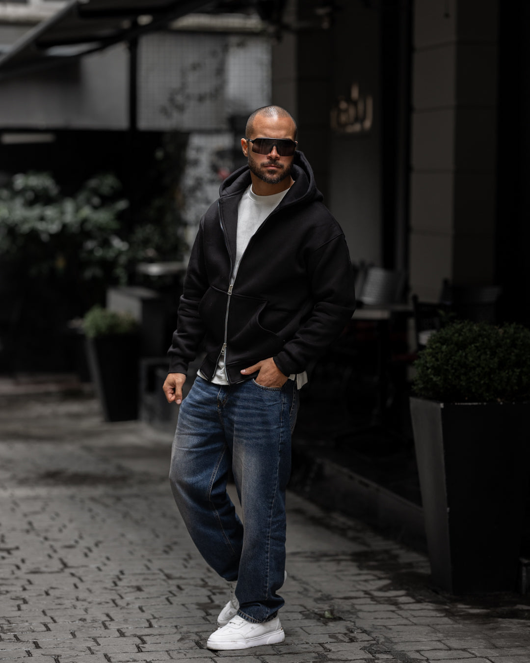 Oversized Basic Sweatshirt Zipper With Hoodie/4555