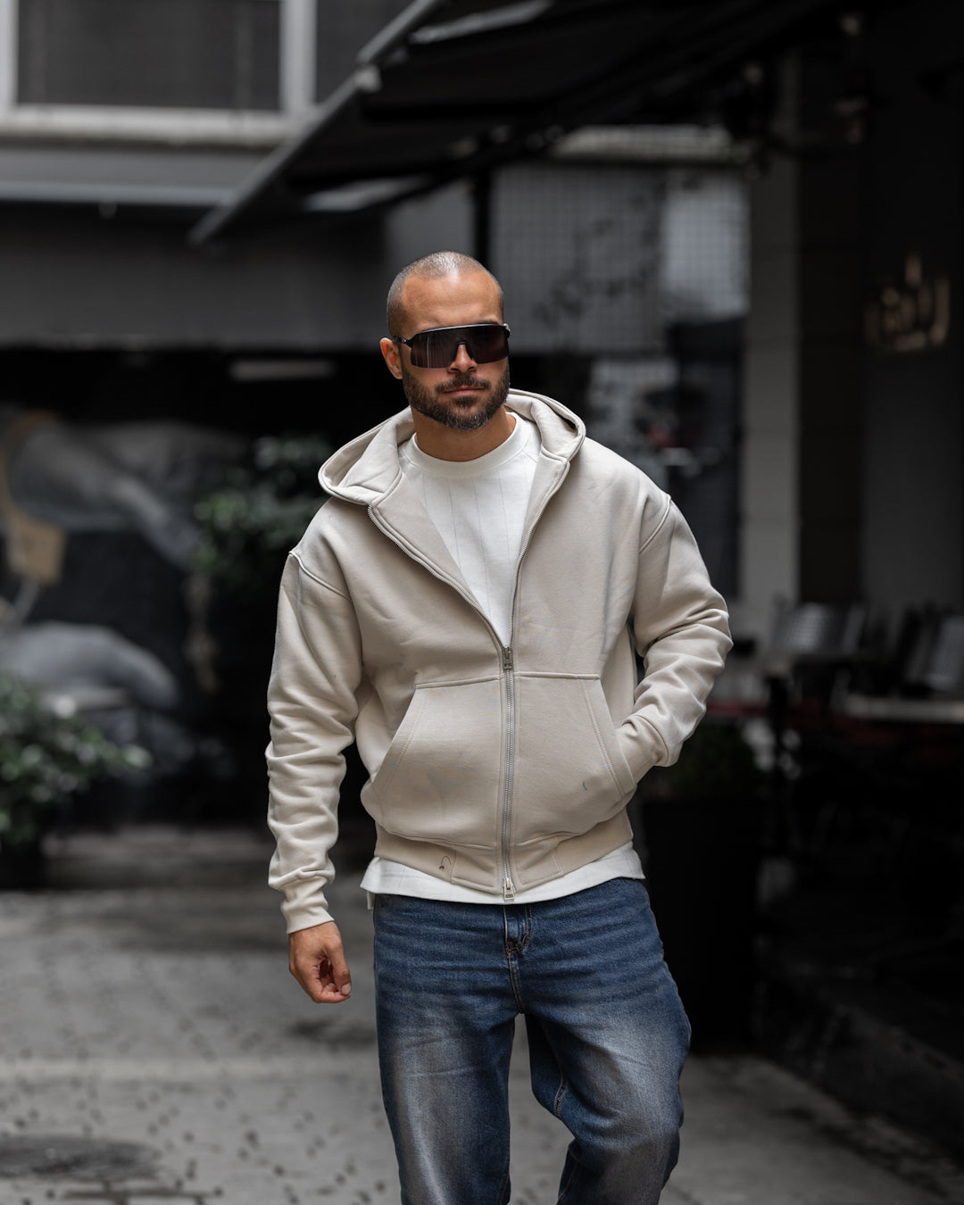 Oversized Basic Sweatshirt Zipper With Hoodie/4555