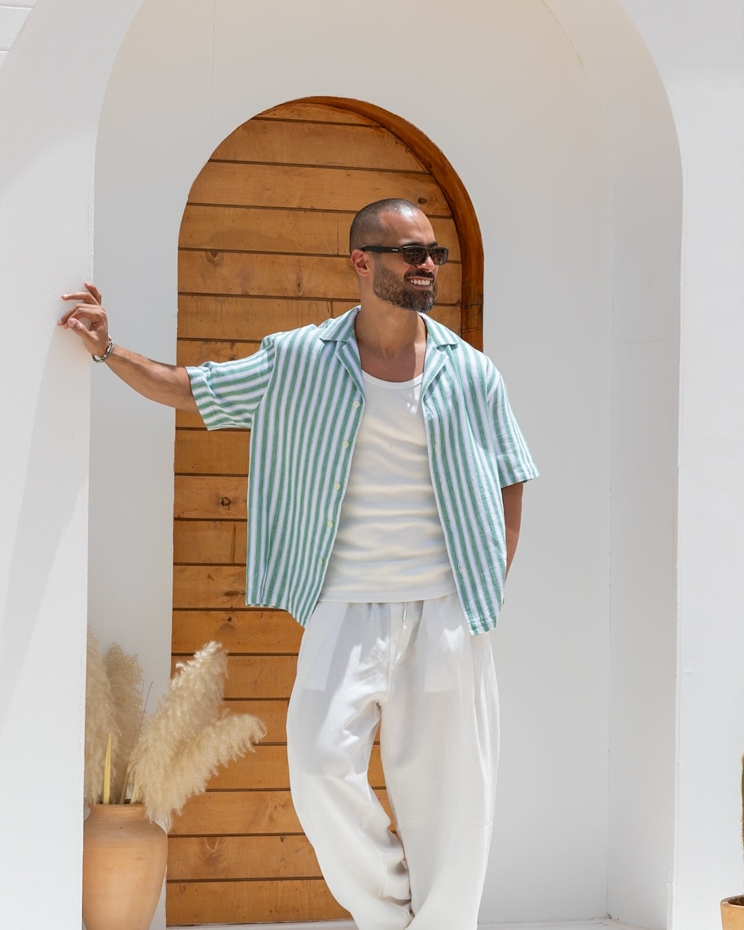 Coastal Breeze Striped Linen Shirt/2353