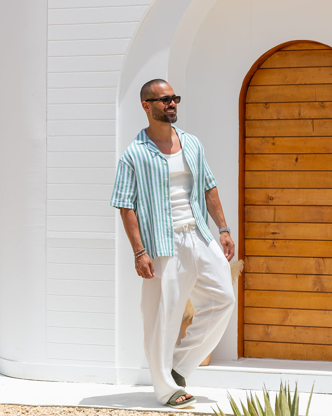 Coastal Breeze Striped Linen Shirt/2353