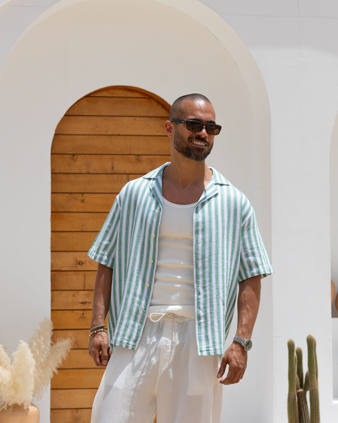 Coastal Breeze Striped Linen Shirt/2353