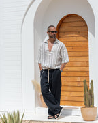 Stripped Relaxed Fit Linen Shirt/2349