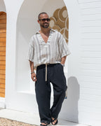 Stripped Relaxed Fit Linen Shirt/2349