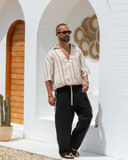 Stripped Relaxed Fit Linen Shirt/2349