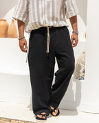 Linen Relaxed Fit Pants With Belt/3254