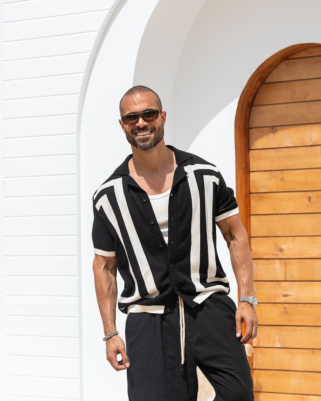 Relaxed Fit Button-Up Knitwear Shirt/5038