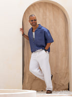 Basic Oversize Linen Shirt Short Sleeves With Two Pocket/2322