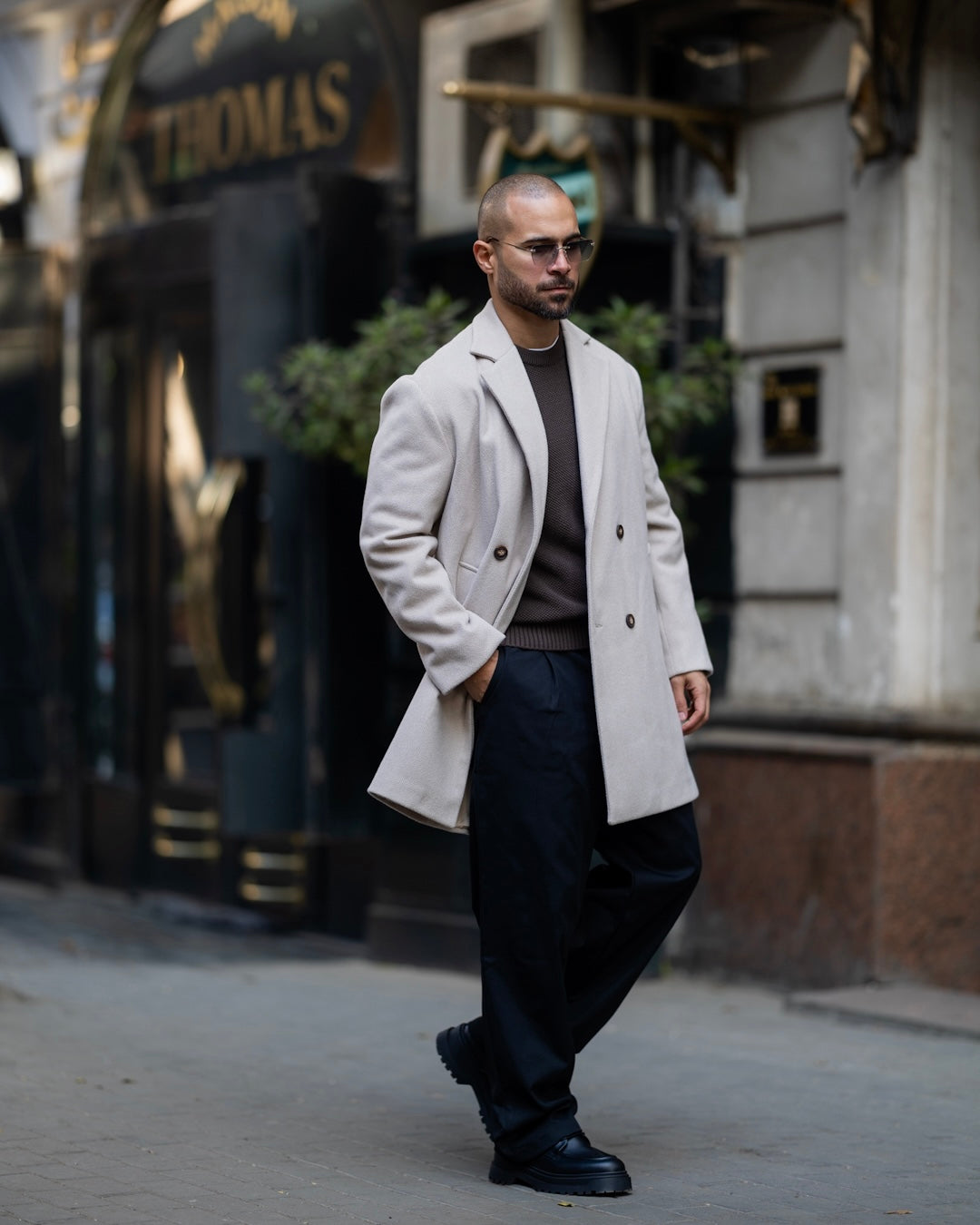 DOUBLE-BREASTED WOOL BLEND COAT/6606