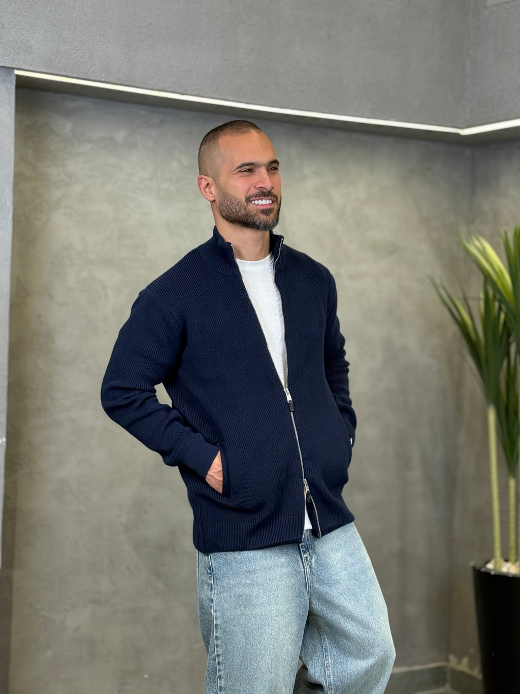 Oversized Basic Knitwear With Zipper/5019