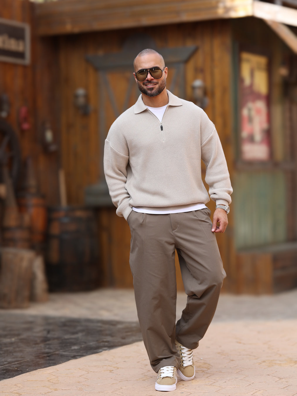 Basic Regular Fit Knitwear With Half Zipper/5021