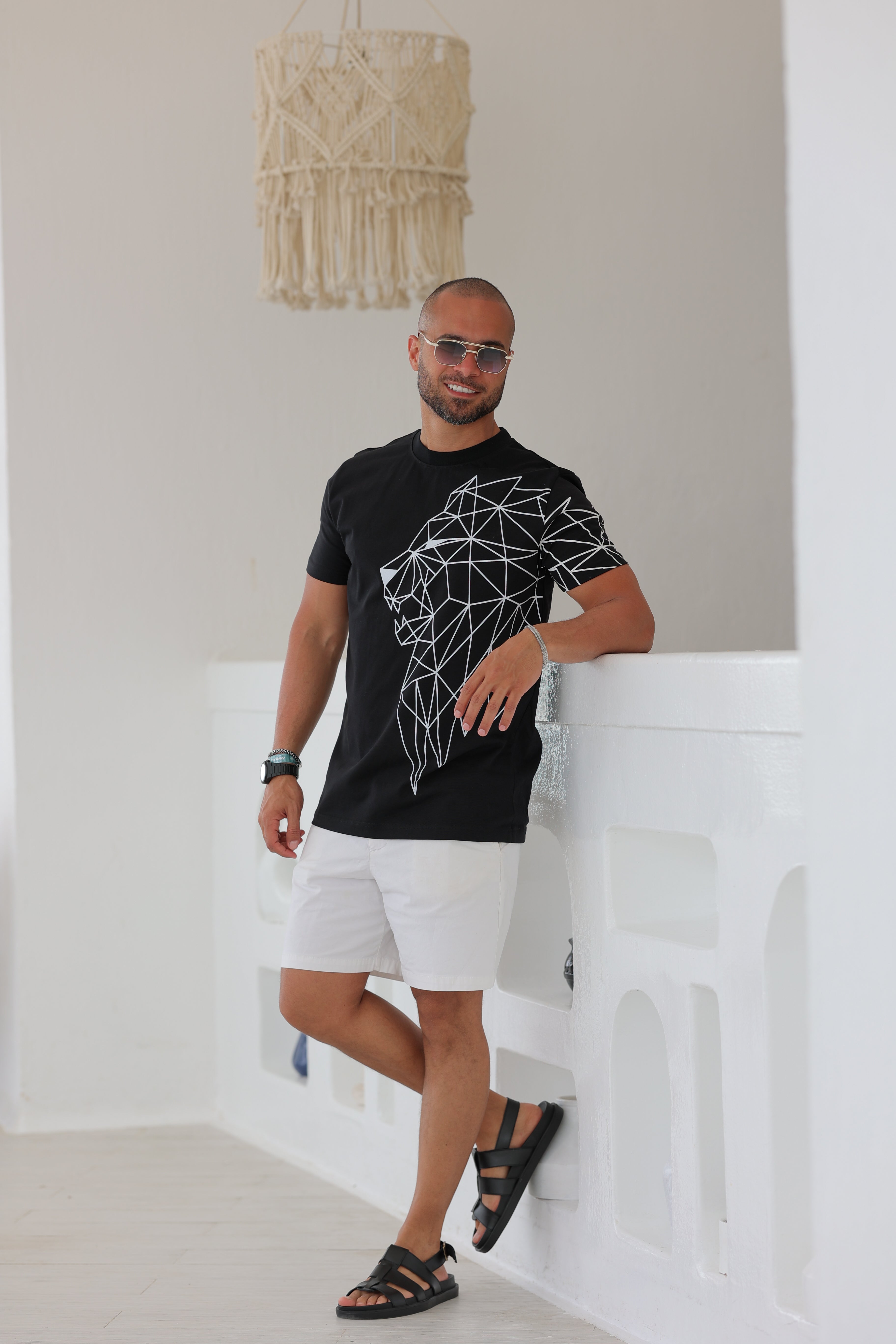 Slim Fit T-shirt With Printed Lion/3306