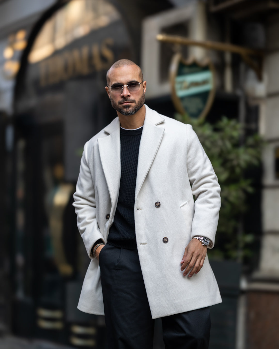 DOUBLE-BREASTED WOOL BLEND COAT/6606