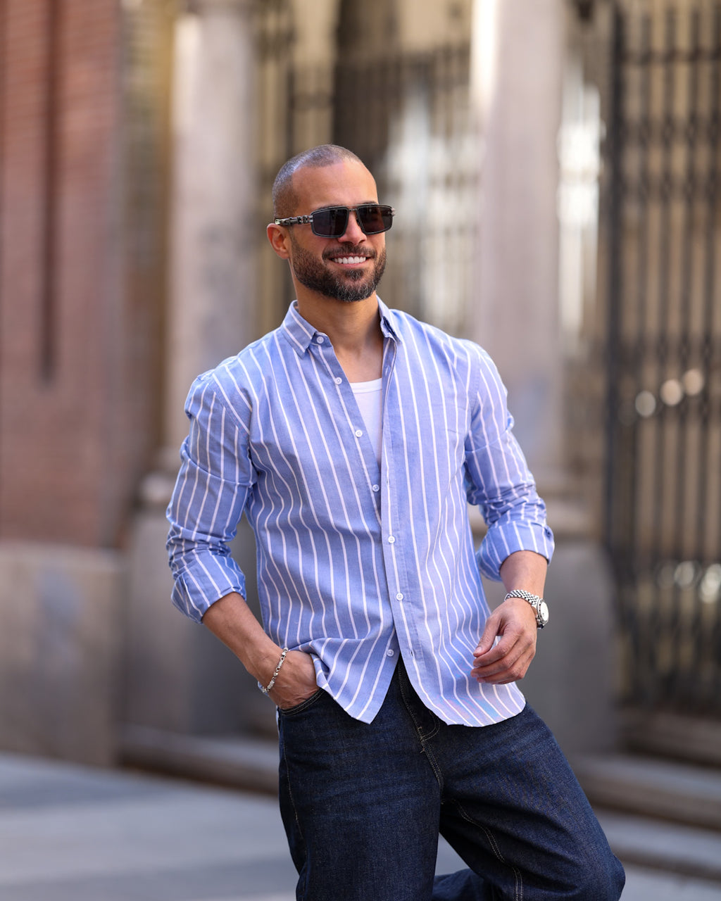 Stripped Oxford Shirt Long Sleeves/2338