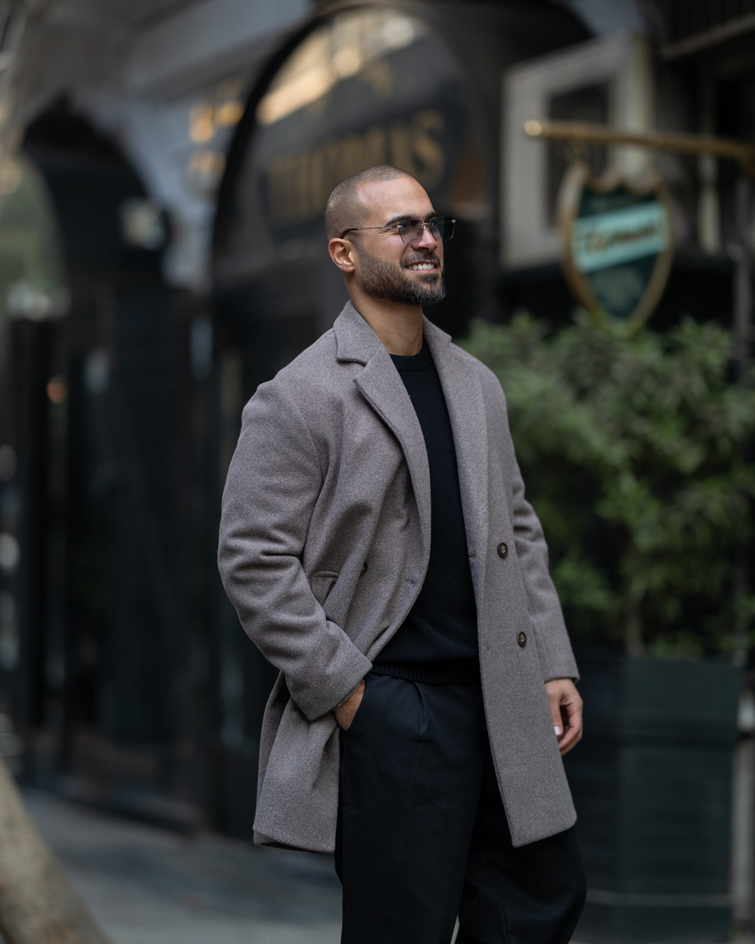 DOUBLE-BREASTED WOOL BLEND COAT/6606