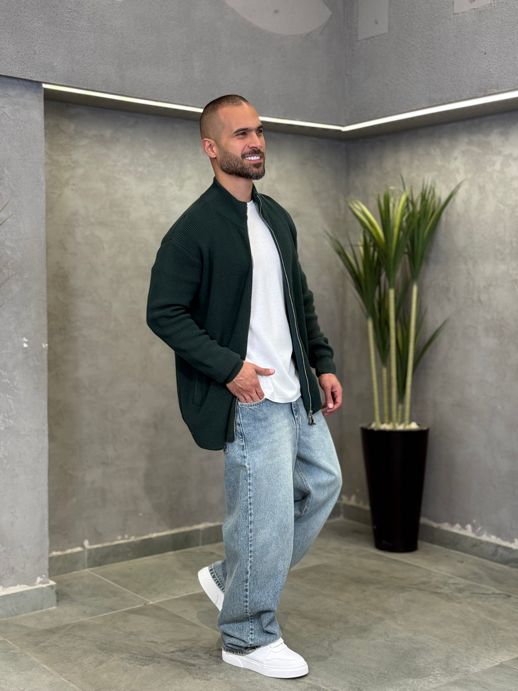 Oversized Basic Knitwear With Zipper/5019