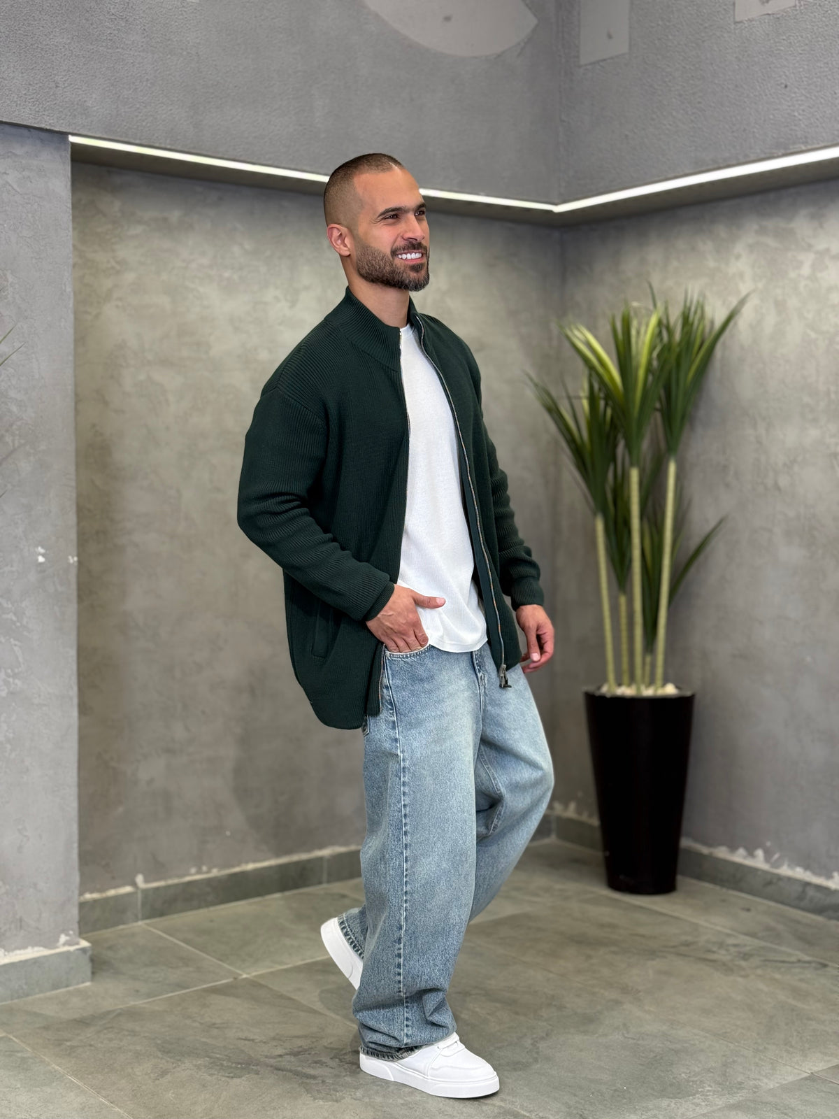 Oversized Basic Knitwear With Zipper/5019