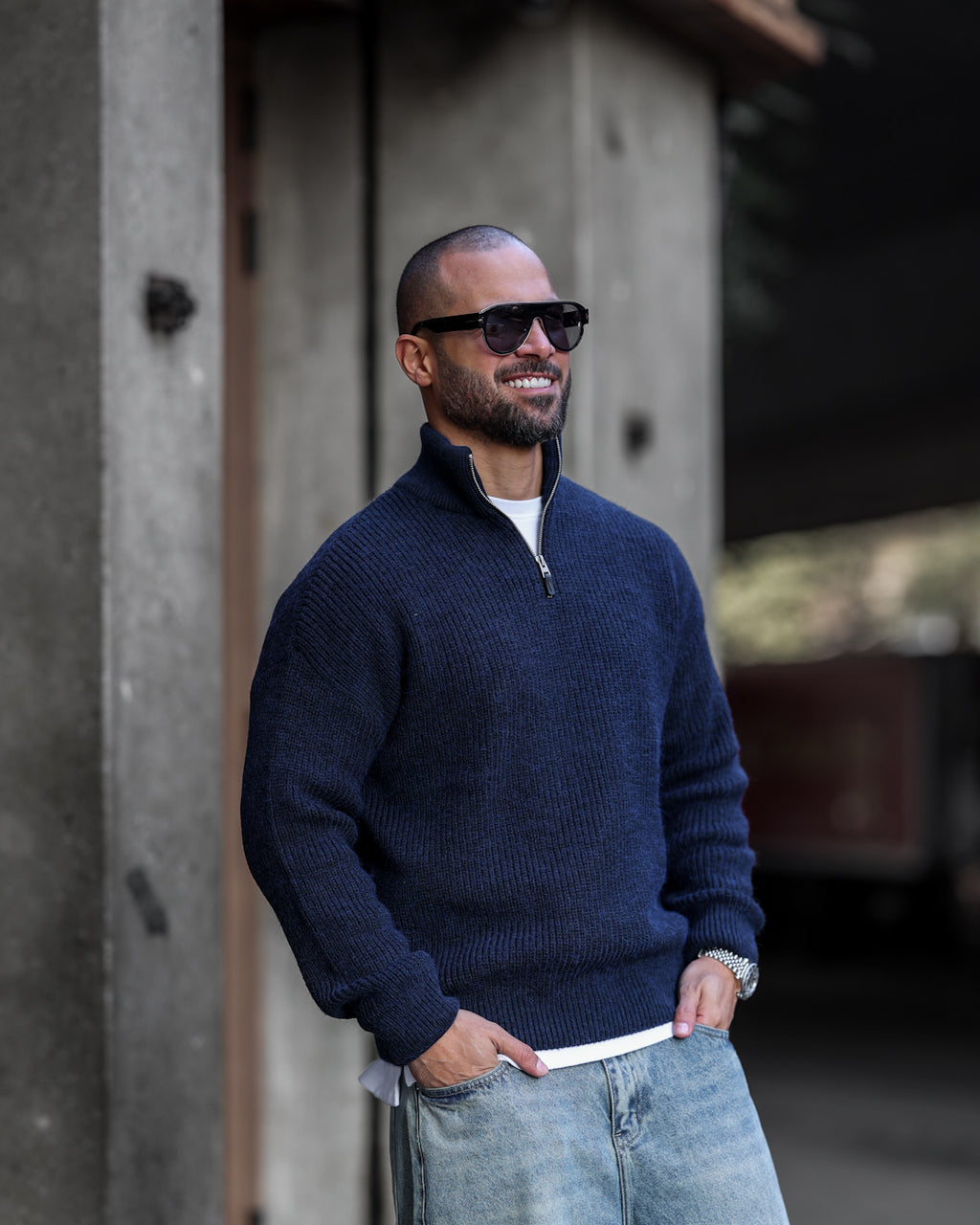 Wool Regular Fit knitwear Wite Half Zipper/ 5017