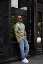 Regular Fit T-shirt With Printed On Sleeve/3325