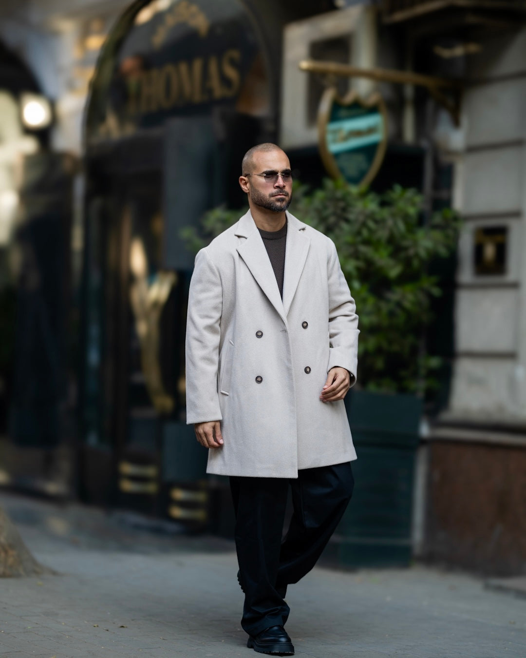 DOUBLE-BREASTED WOOL BLEND COAT/6606