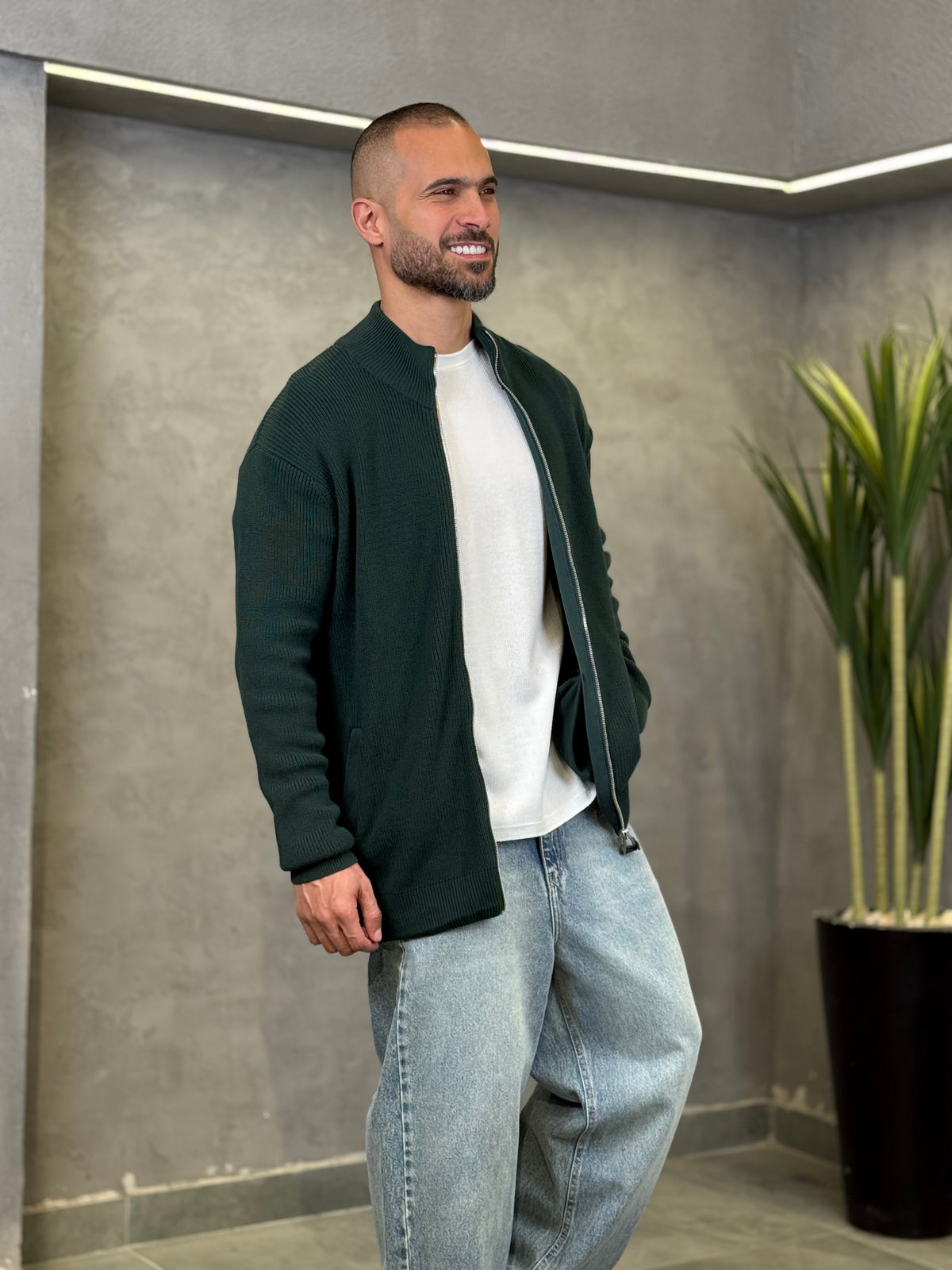 Oversized Basic Knitwear With Zipper/5019