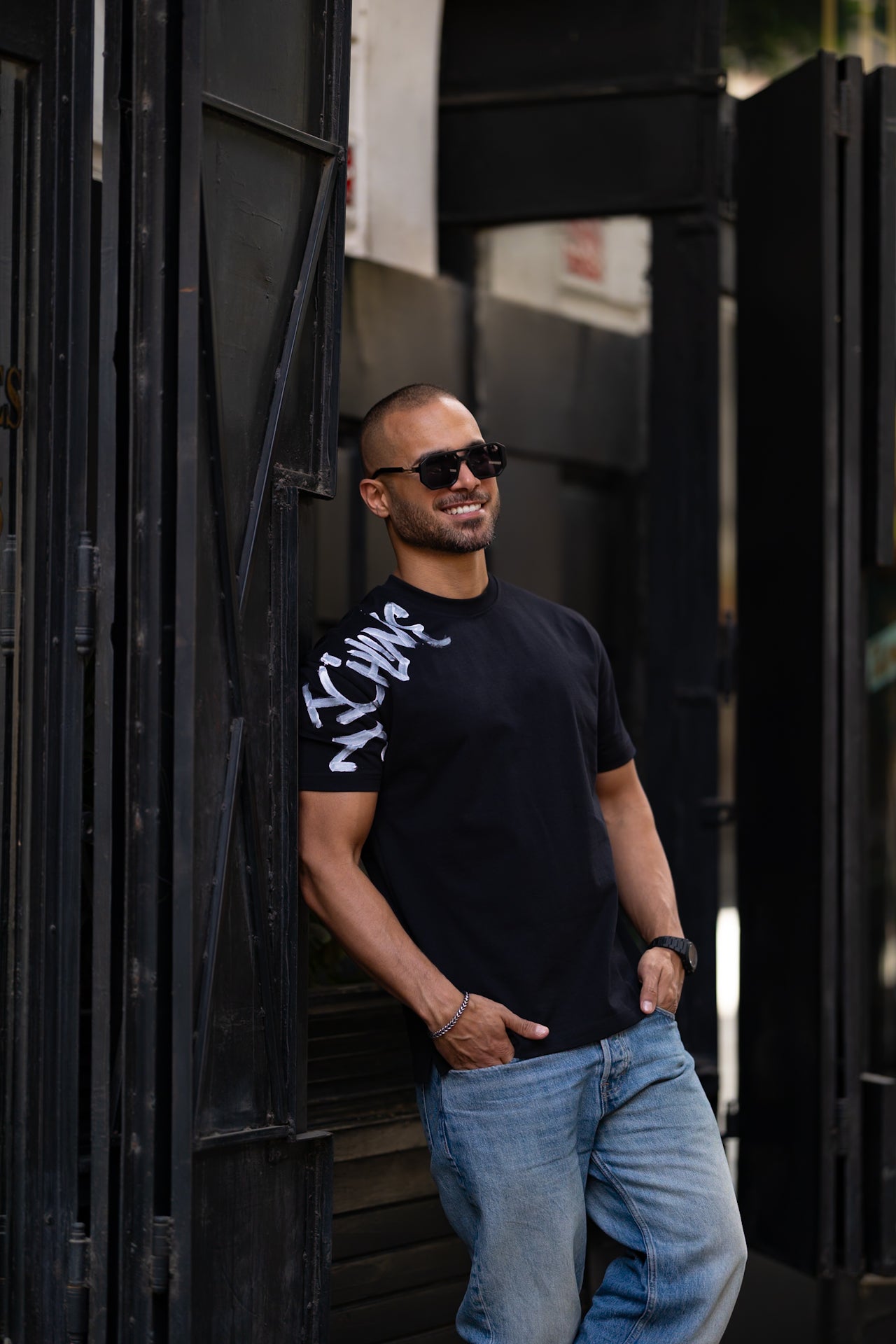 Regular Fit T-shirt With Printed On Sleeve/3325