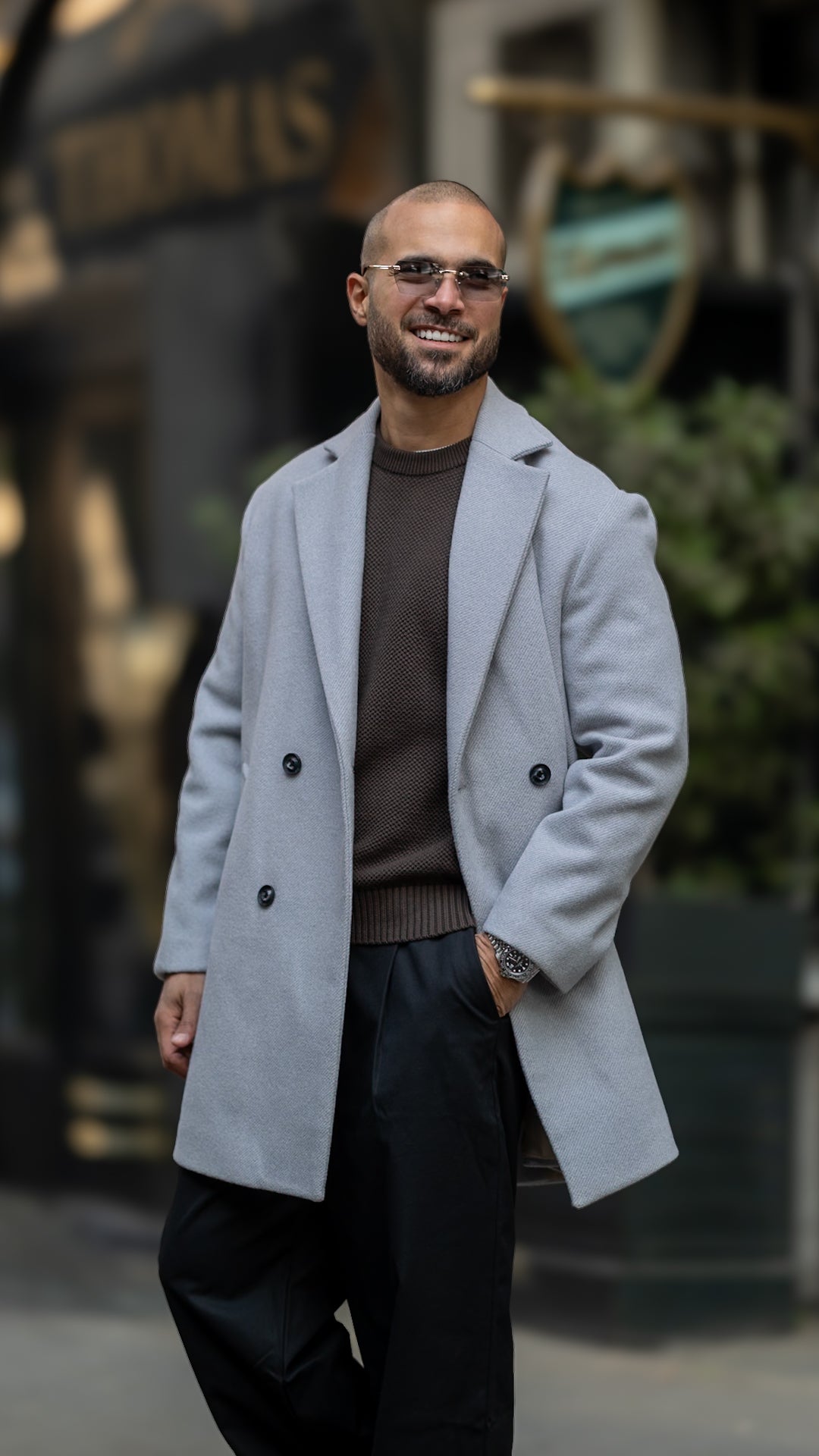 DOUBLE-BREASTED WOOL BLEND COAT/6606