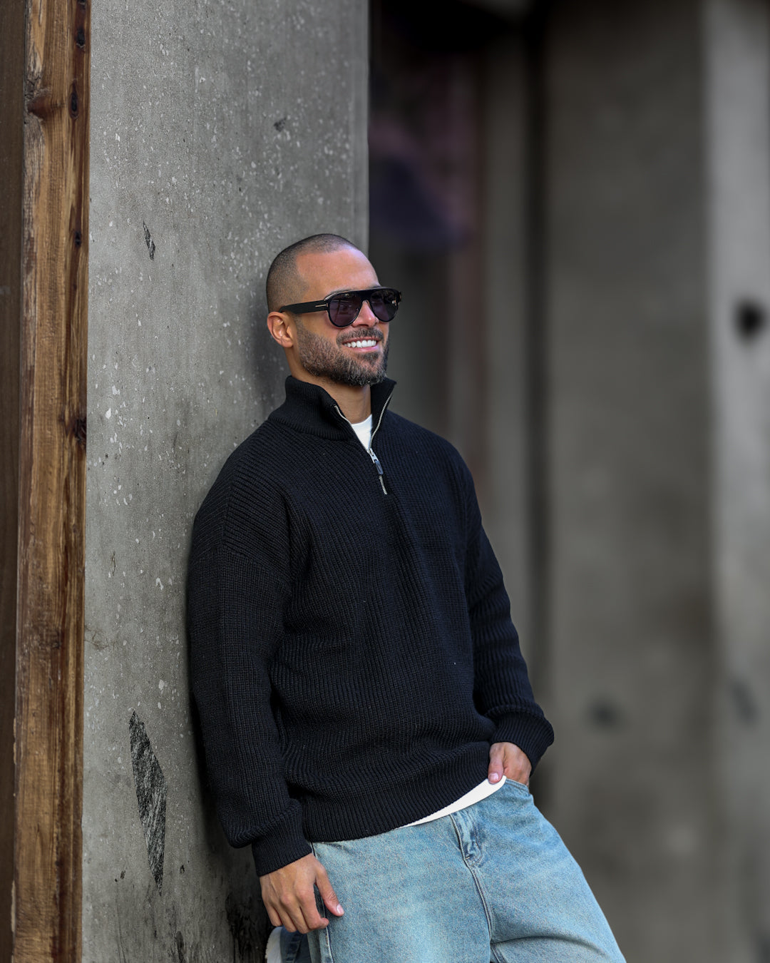 Wool Regular Fit knitwear Wite Half Zipper/ 5017