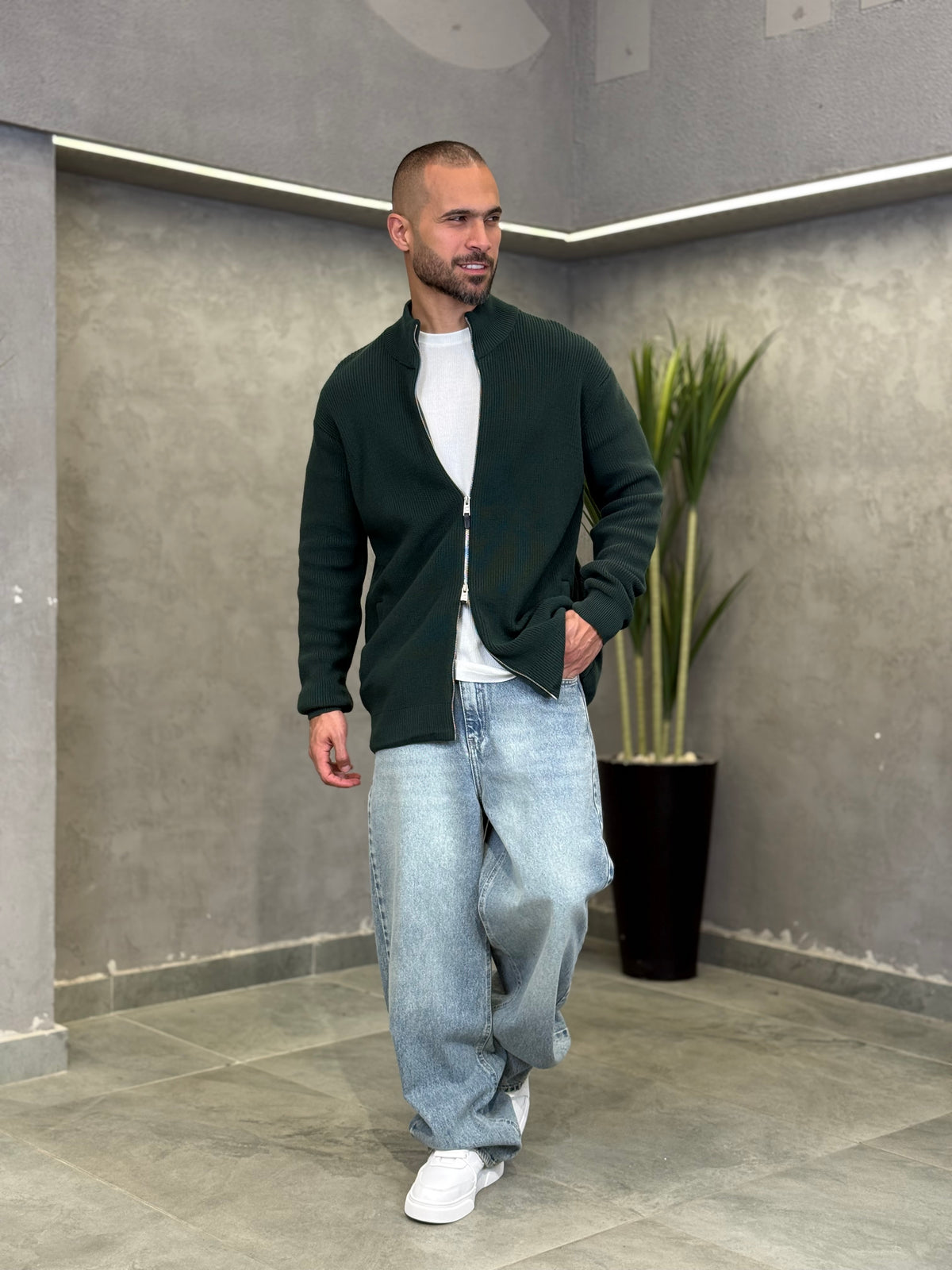 Oversized Basic Knitwear With Zipper/5019