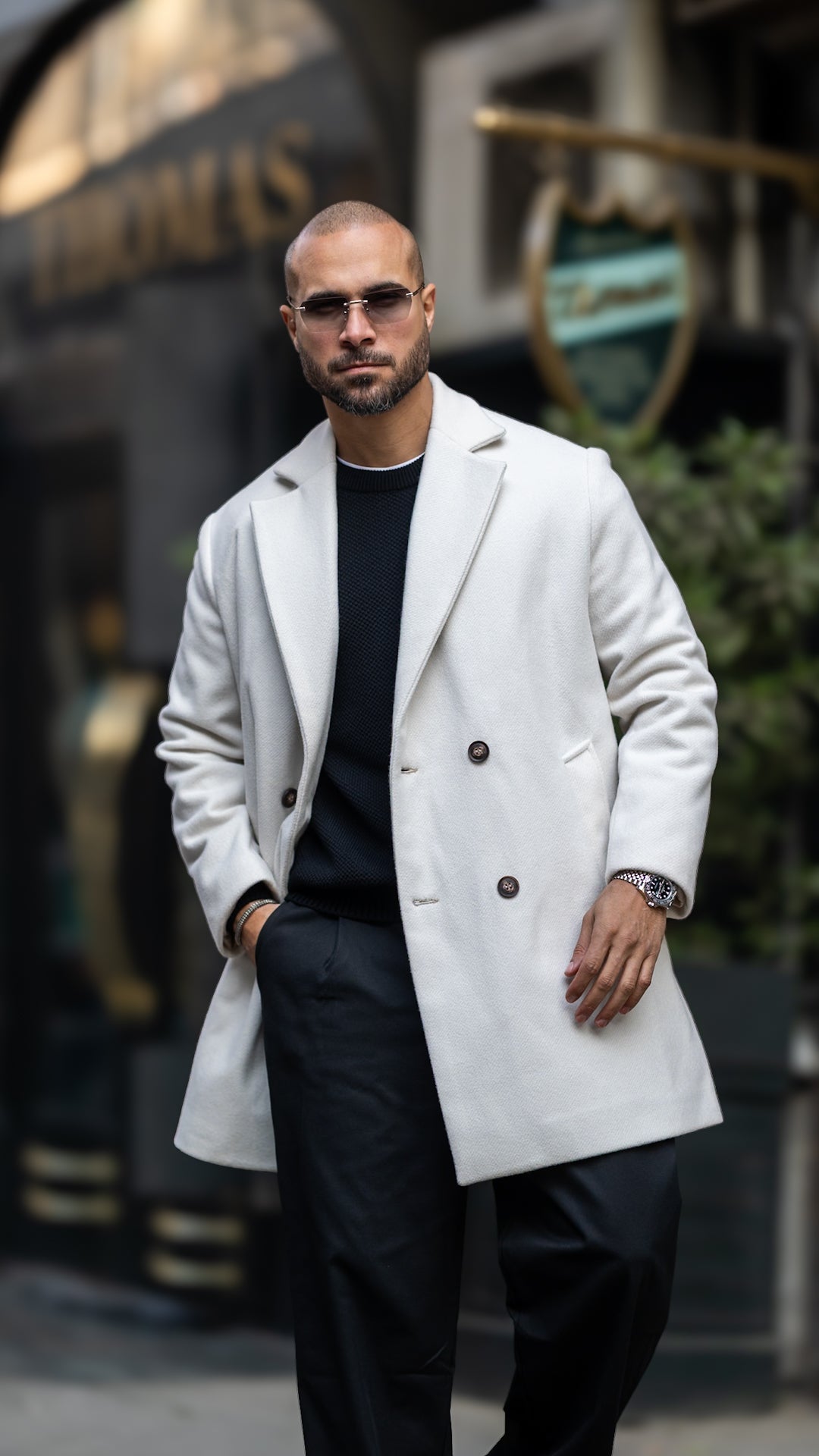 DOUBLE-BREASTED WOOL BLEND COAT/6606