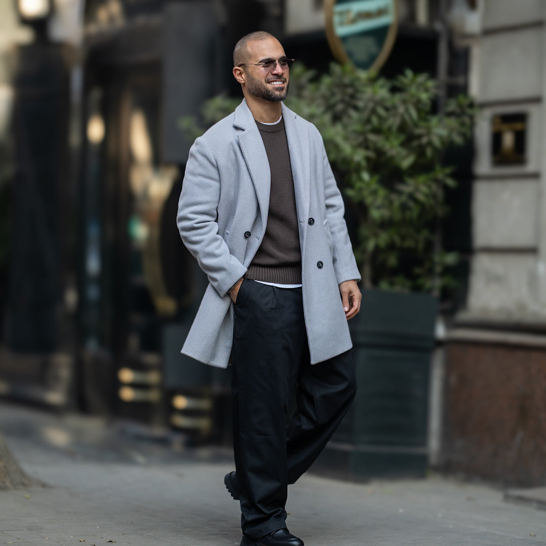 DOUBLE-BREASTED WOOL BLEND COAT/6606