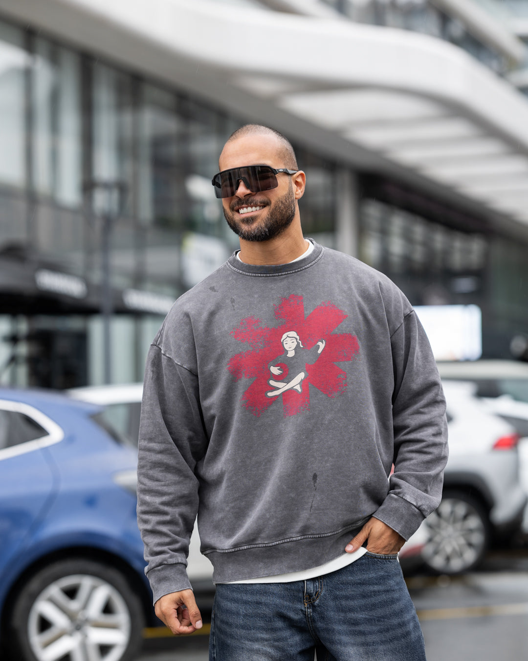 Printed Overisze Sweatshirt Round/4572