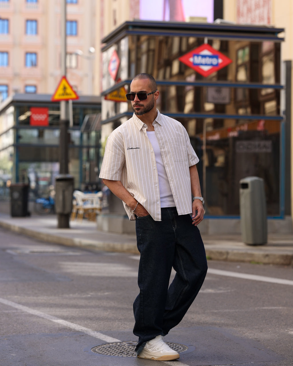 Box Fit Oxford Shirt Short Sleeves With Bold Striped/2331