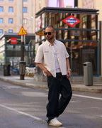 Box Fit Oxford Shirt Short Sleeves With Bold Striped/2331